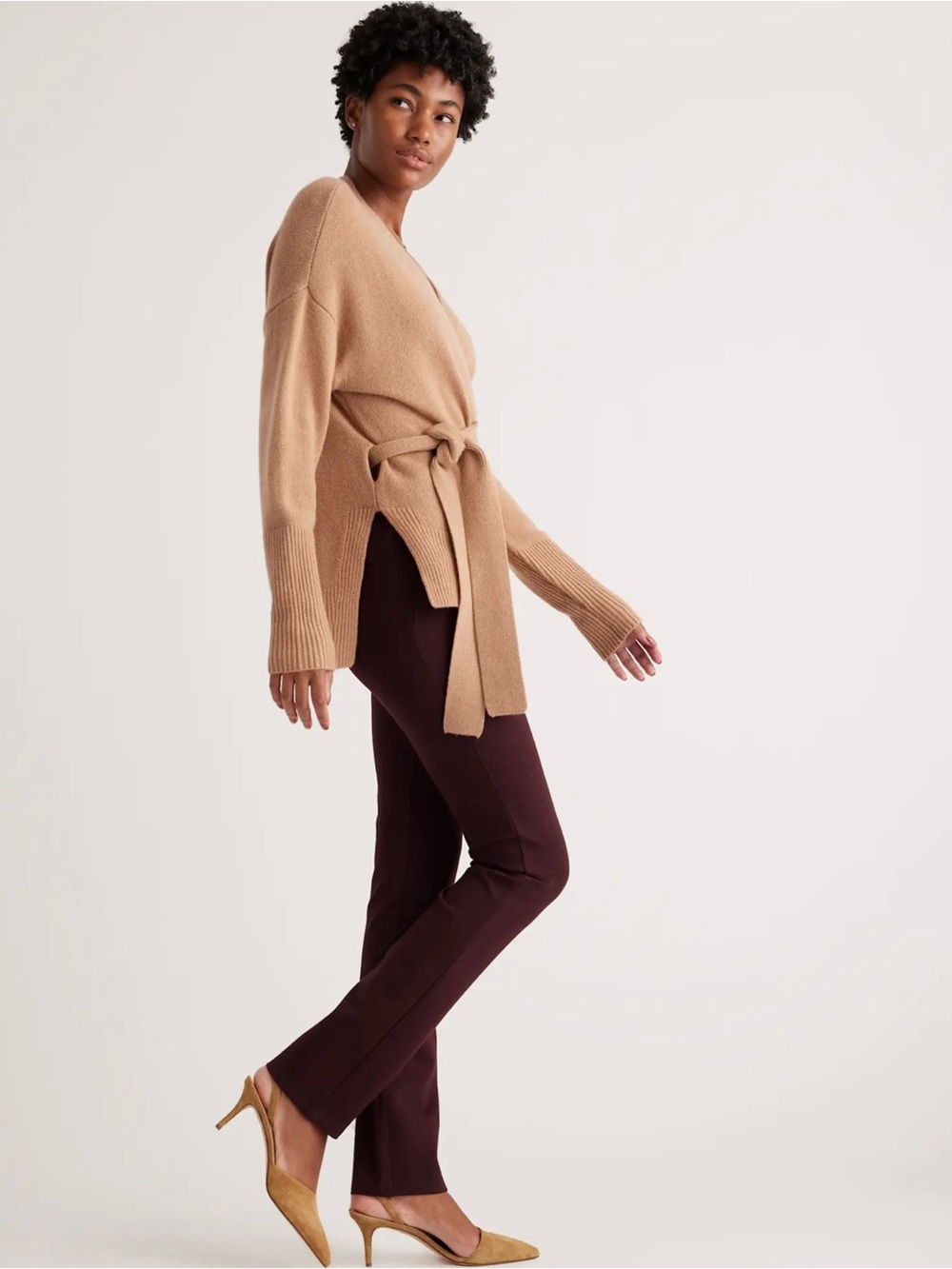 Quince Burgundy Ultra-Stretch Ponte Straight Leg Pants Size Small - Picture 3 of 15